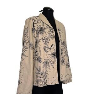 Draper's and Damon's linen blend Blazer with beaded and embroidered flowers